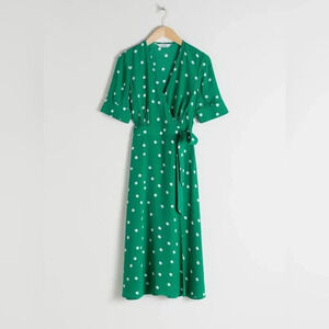 NEW & Other Stories Polka Dot Midi Wrap Dress